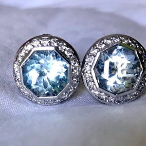 John Hardy Blue Topaz Diamonds Earrings BATUKALI
